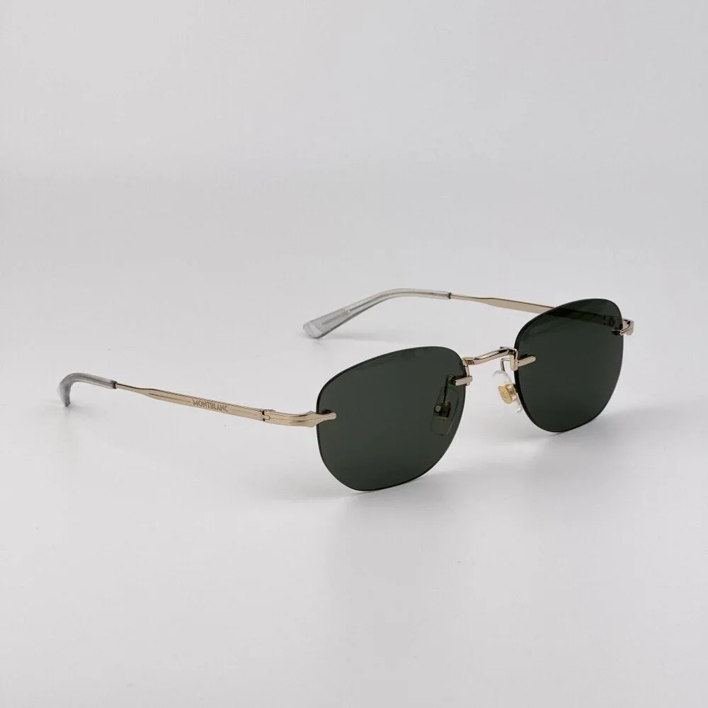 Montblanc Men Sunglasses Gold Grey Rounded Square Rimless Frame | Model MB0303S